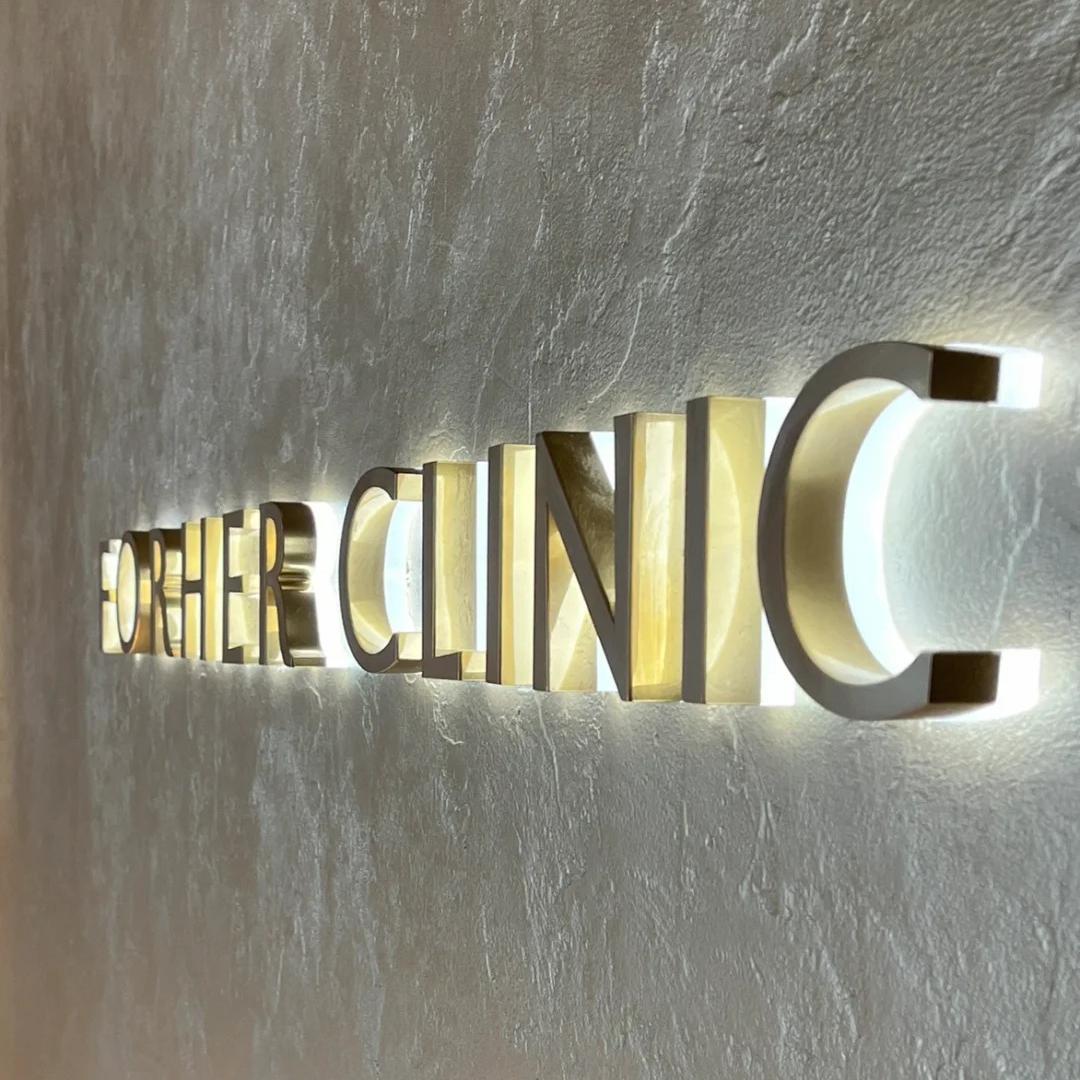 reception 3D letter company logo letters backlit brand name