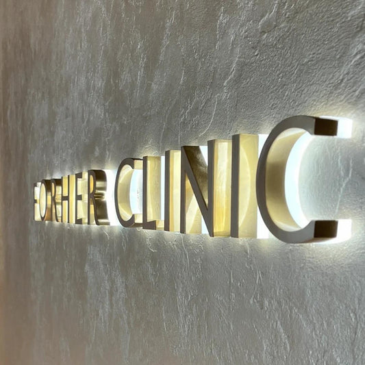 reception 3D letter company logo letters backlit brand name